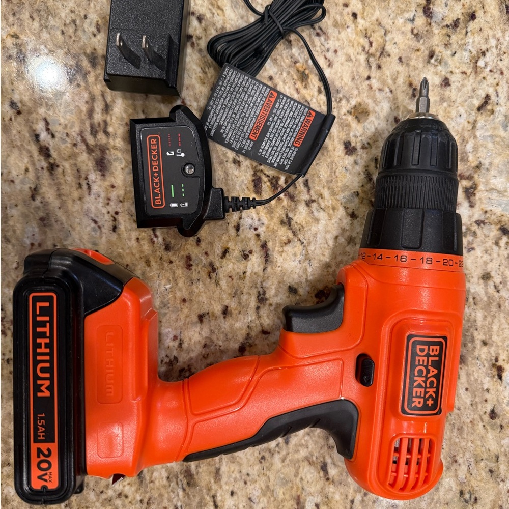 Black & Decker Orange and Black 20V Drill Set